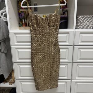 NADINE MERABI Gold Dress